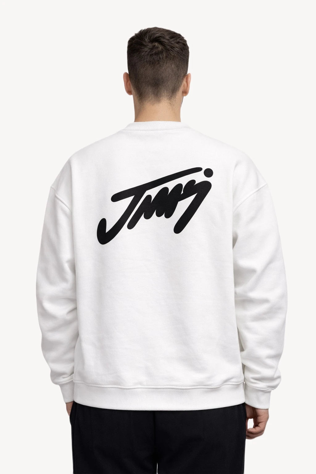 Oversize Göğüs ve Sırt Baskılı Bisiklet Yaka Erkek Sweatshirt