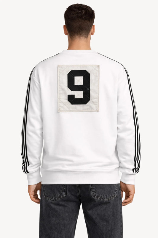 Team Respect 9 Patch Detaylı Beyaz Erkek Sweatshirt