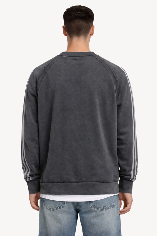Crafted 07 Çizgili Yıkamalı Antrasit Erkek Sweatshirt