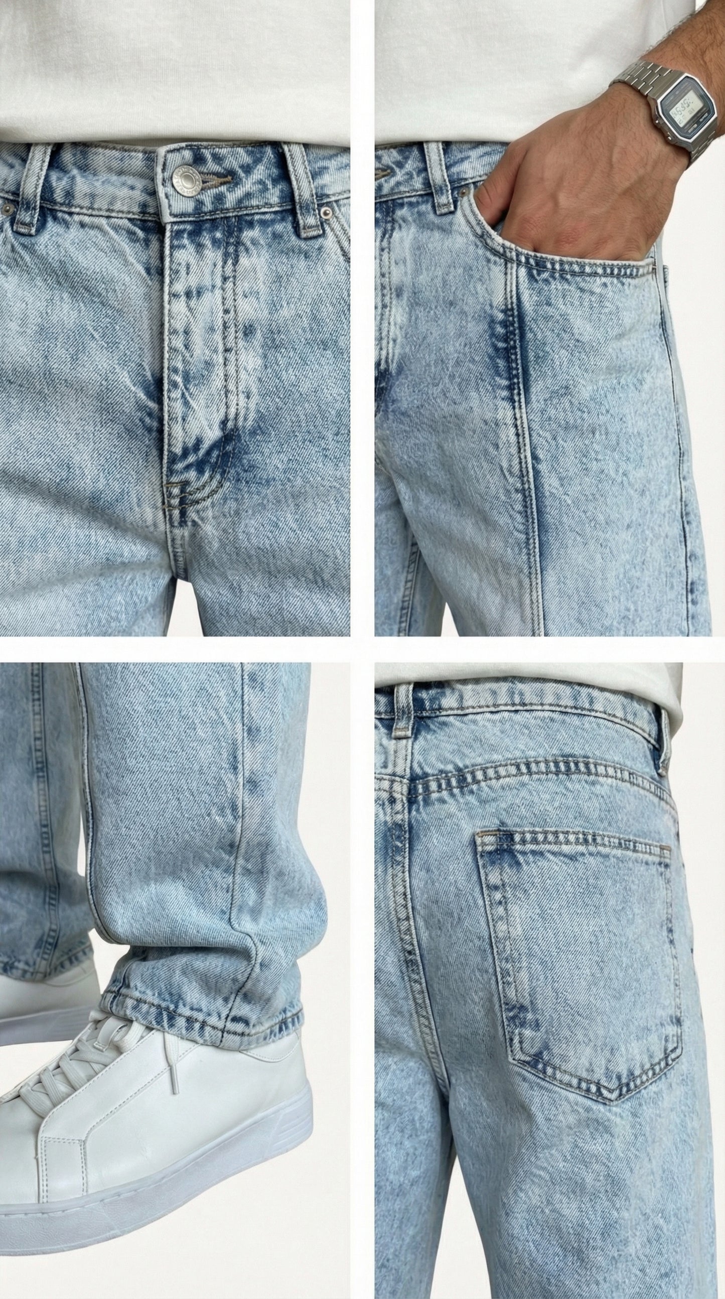 Açık Mavi Düz Kesim Erkek Jean Pantolon