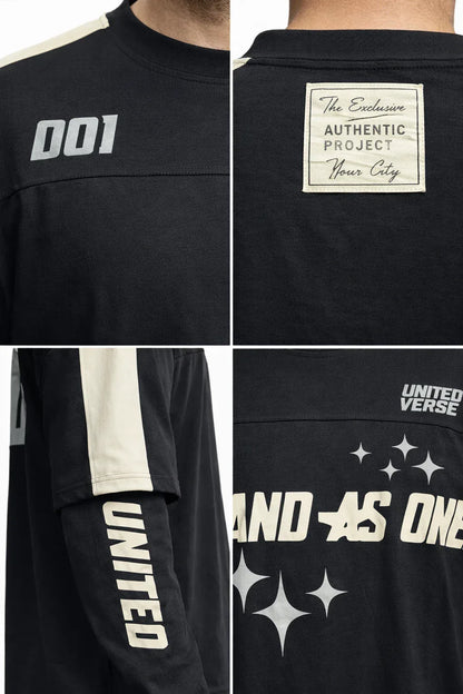 Stand As One Göğüs ve Sırt Baskılı Kontrast Detaylı Bisiklet Yaka Erkek Sweatshirt