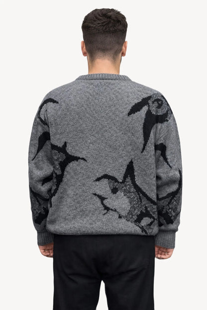 Desenli Triko Bisiklet Yaka Erkek Kazak