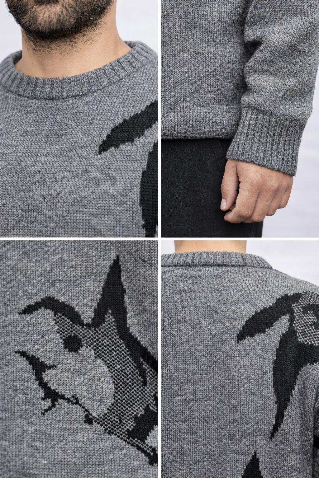 Desenli Triko Bisiklet Yaka Erkek Kazak