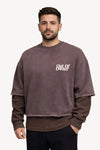 Oversize Göğüs ve Sırt Baskılı Bisiklet Yaka Erkek Sweatshirt