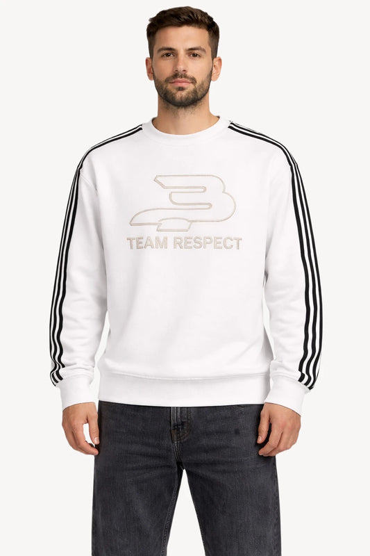 Team Respect 9 Patch Detaylı Beyaz Erkek Sweatshirt