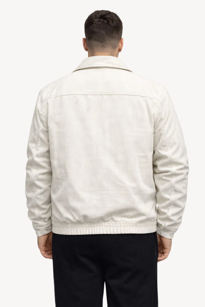 Fitilli Kadife Beyaz Erkek Mont