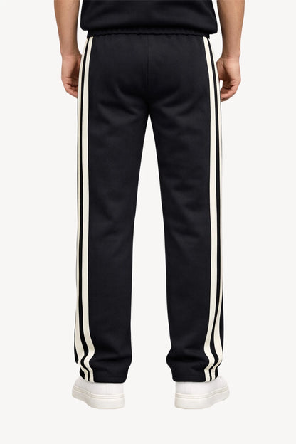 Çift Şerit Detaylı Siyah Erkek Eşofman Takımı
