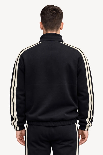 Çift Şerit Detaylı Siyah Erkek Eşofman Takımı