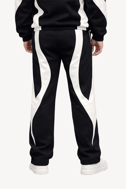 Siyah-Beyaz Kontrast Detaylı Erkek Eşofman Takımı