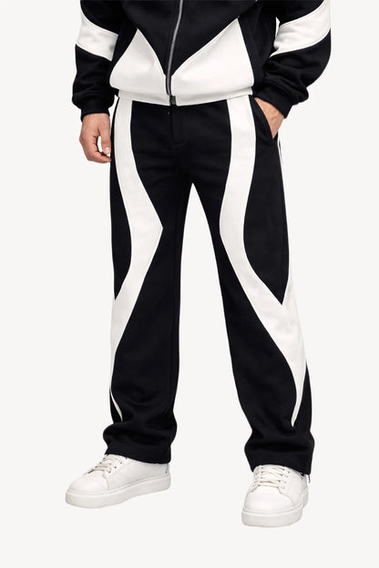 Siyah-Beyaz Kontrast Detaylı Erkek Eşofman Takımı