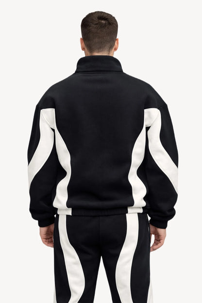 Siyah-Beyaz Kontrast Detaylı Erkek Eşofman Takımı