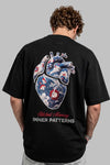 "Stitched Memory" Anatomik Kalp Nakışlı Oversize T-Shirt