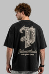 "The Polizei" Zincir Nakışlı Yıkamalı Oversize T-Shirt
