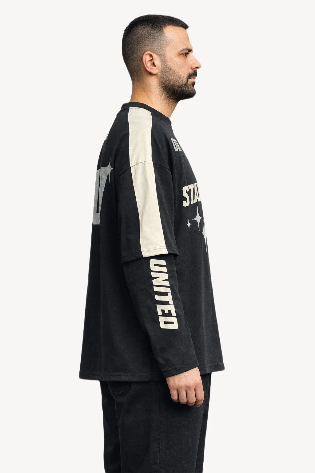 Stand As One Göğüs ve Sırt Baskılı Kontrast Detaylı Bisiklet Yaka Erkek Sweatshirt