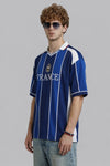 FRANCE Baskılı Çizgili Oversize Polo Yaka T-Shirt