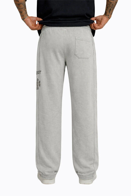 Baskılı Bol Kesim Erkek Eşofman Altı (Bej)