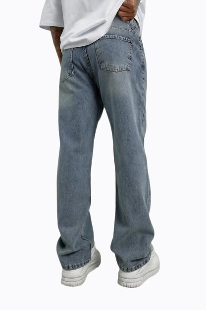 Açık Mavi Vintage Yıkamalı Baggy Jean Pantolon