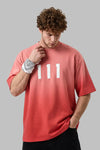 "111" Dokulu Kabartma Baskılı Oversize T-Shirt