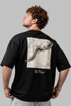 "Sabr" Kaligrafi ve Barok Desen Nakışlı Oversize T-Shirt