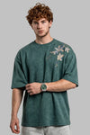 Doğanın İzi Minimalist Çiçek Dallı Oversize T-Shirt